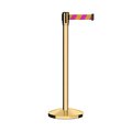 Montour Line Retractable Belt Barrier Stanchion, 2" Pol.Brass Post  11' Mag/Ye Belt M530-PB-MYD-110